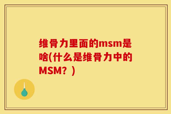 维骨力里面的msm是啥(什么是维骨力中的MSM？)