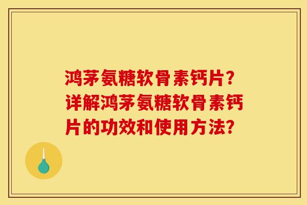 鸿茅氨糖软骨素钙片？详解鸿茅氨糖软骨素钙片的功效和使用方法？