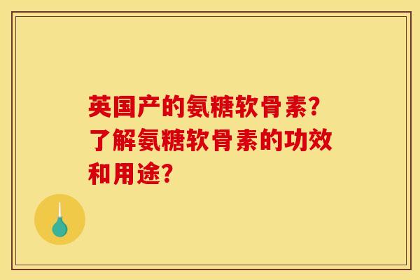 英国产的氨糖软骨素?了解氨糖软骨素的功效和用途?-第1张图片-关节骑士 英国产的氨糖软骨素?了解氨糖软骨素的功效和用途?-第1张图片-关节骑士
