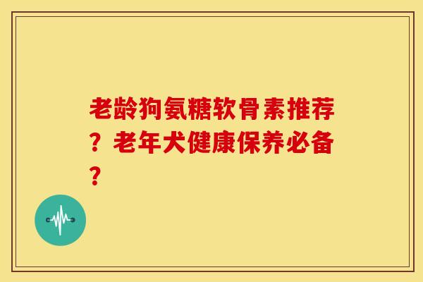 老龄狗氨糖软骨素推荐？老年犬健康保养必备？
