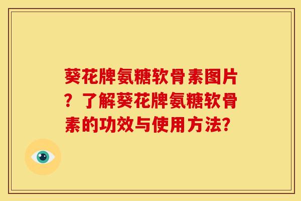 葵花牌氨糖软骨素图片？了解葵花牌氨糖软骨素的功效与使用方法？