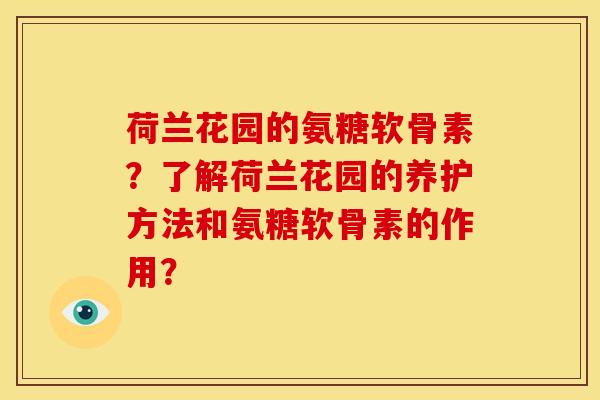 荷兰花园的氨糖软骨素？了解荷兰花园的养护方法和氨糖软骨素的作用？-第1张图片-关节骑士