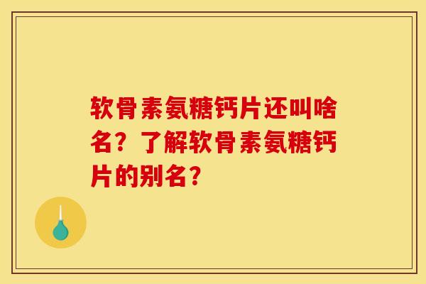 软骨素氨糖钙片还叫啥名?了解软骨素氨糖钙片的别名?-第1张图片-关节骑士 软骨素氨糖钙片还叫啥名?了解软骨素氨糖钙片的别名?-第1张图片-关节骑士