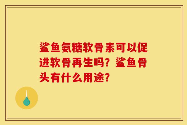 鲨鱼氨糖软骨素可以促进软骨再生吗？鲨鱼骨头有什么用途？-第1张图片-关节骑士