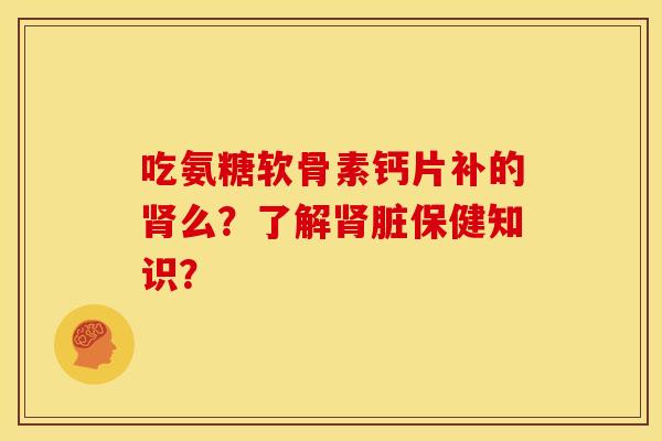 吃氨糖软骨素钙片补的肾么？了解肾脏保健知识？