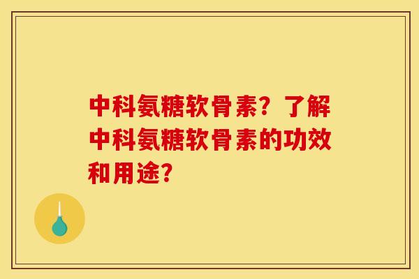 中科氨糖软骨素？了解中科氨糖软骨素的功效和用途？-第1张图片-关节骑士