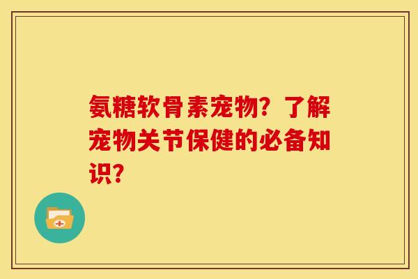 氨糖软骨素宠物?了解宠物关节保健的必备知识?-第1张图片-关节骑士 氨糖软骨素宠物?了解宠物关节保健的必备知识?-第1张图片-关节骑士