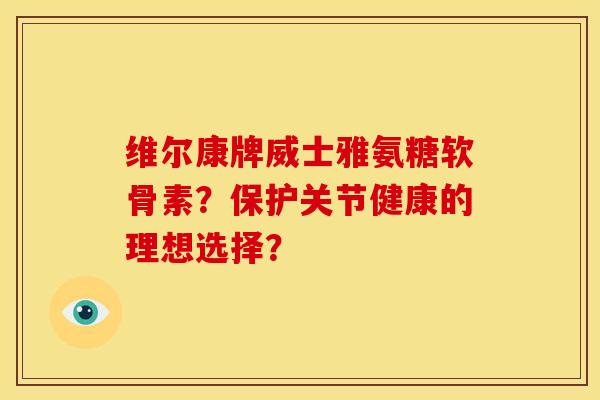 维尔康牌威士雅氨糖软骨素？保护关节健康的理想选择？