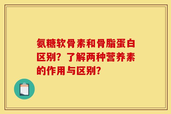 氨糖软骨素和骨脂蛋白区别？了解两种营养素的作用与区别？