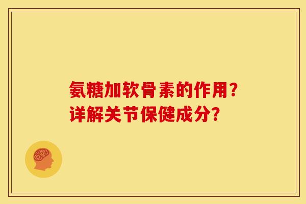 氨糖加软骨素的作用？详解关节保健成分？