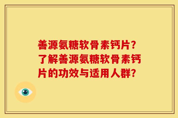 善源氨糖软骨素钙片？了解善源氨糖软骨素钙片的功效与适用人群？-第1张图片-关节骑士