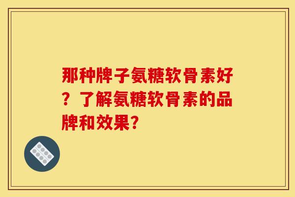那种牌子氨糖软骨素好？了解氨糖软骨素的品牌和效果？