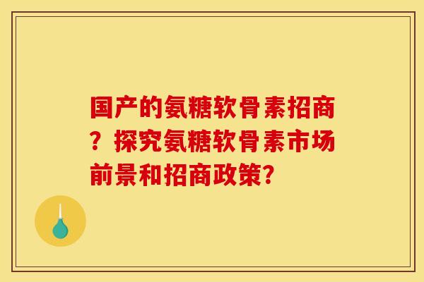 国产的氨糖软骨素招商？探究氨糖软骨素市场前景和招商政策？