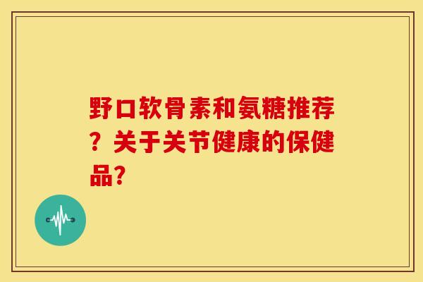 野口软骨素和氨糖推荐?关于关节健康的保健品?-第1张图片-关节骑士 野口软骨素和氨糖推荐?关于关节健康的保健品?-第1张图片-关节骑士