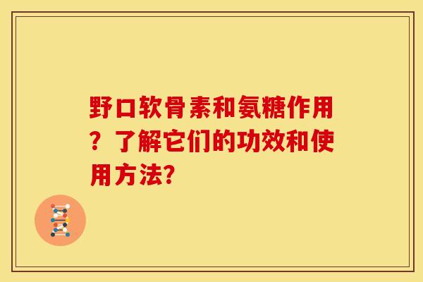 野口软骨素和氨糖作用？了解它们的功效和使用方法？-第1张图片-关节骑士
