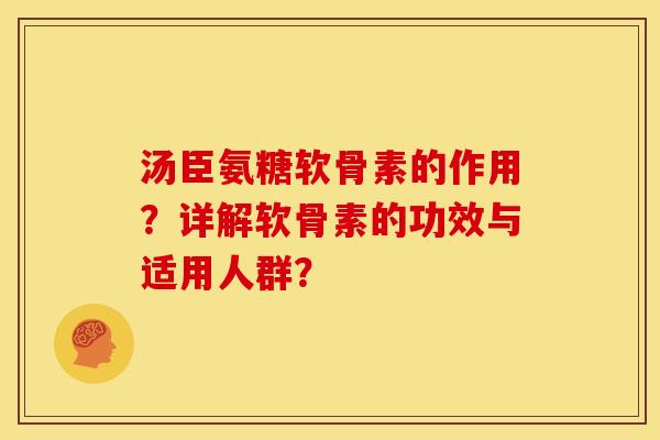 汤臣氨糖软骨素的作用？详解软骨素的功效与适用人群？