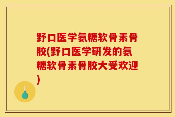 野口医学氨糖软骨素骨胶(野口医学研发的氨糖软骨素骨胶大受欢迎)-第1张图片-关节骑士