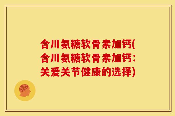 合川氨糖软骨素加钙(合川氨糖软骨素加钙：关爱关节健康的选择)
