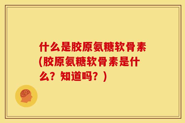 什么是胶原氨糖软骨素(胶原氨糖软骨素是什么？知道吗？)