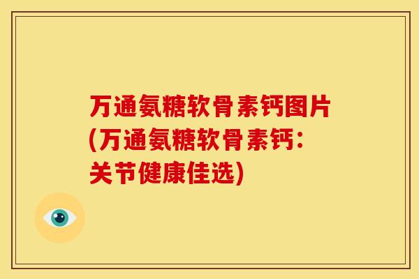 万通氨糖软骨素钙图片(万通氨糖软骨素钙：关节健康佳选)