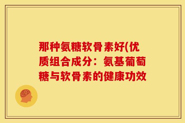 那种氨糖软骨素好(优质组合成分：氨基葡萄糖与软骨素的健康功效