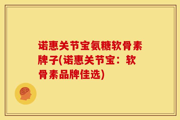 诺惠关节宝氨糖软骨素牌子(诺惠关节宝：软骨素品牌佳选)