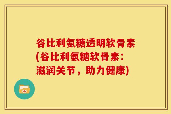 谷比利氨糖透明软骨素(谷比利氨糖软骨素：滋润关节，助力健康)