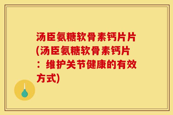 汤臣氨糖软骨素钙片片(汤臣氨糖软骨素钙片：维护关节健康的有效方式)