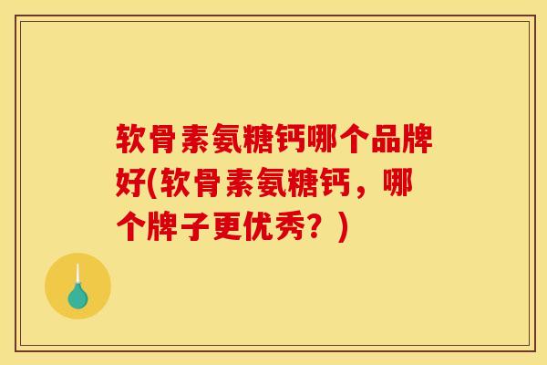软骨素氨糖钙哪个品牌好(软骨素氨糖钙，哪个牌子更优秀？)