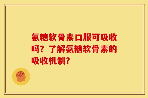 氨糖软骨素口服可吸收吗？了解氨糖软骨素的吸收机制？
