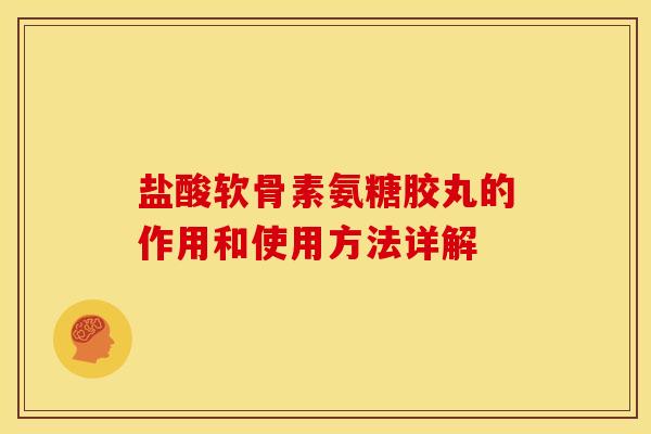 盐酸软骨素氨糖胶丸的作用和使用方法详解