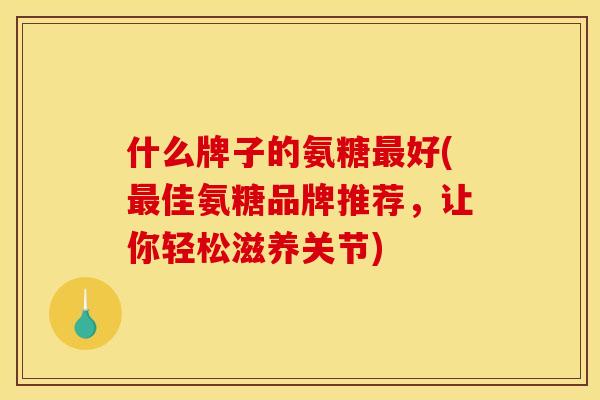 什么牌子的氨糖最好(最佳氨糖品牌推荐，让你轻松滋养关节)