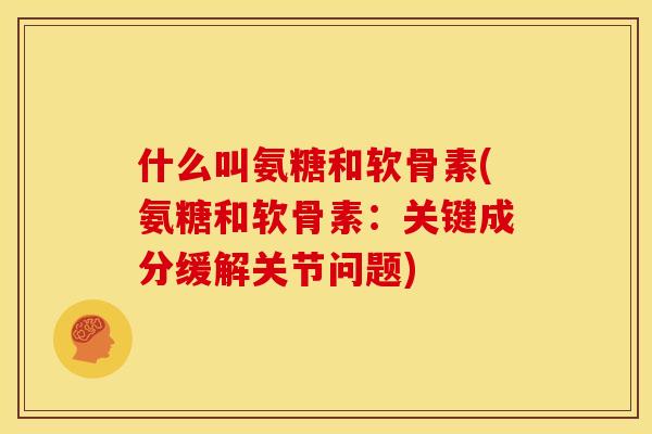 什么叫氨糖和软骨素(氨糖和软骨素：关键成分缓解关节问题)