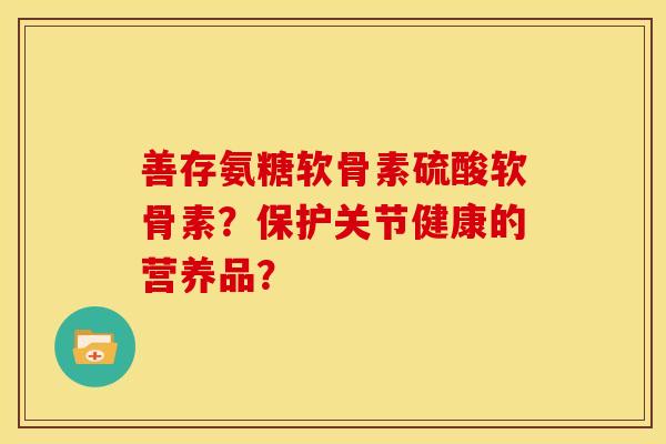善存氨糖软骨素硫酸软骨素？保护关节健康的营养品？