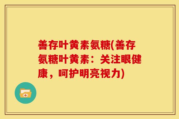 善存叶黄素氨糖(善存氨糖叶黄素：关注眼健康，呵护明亮视力)