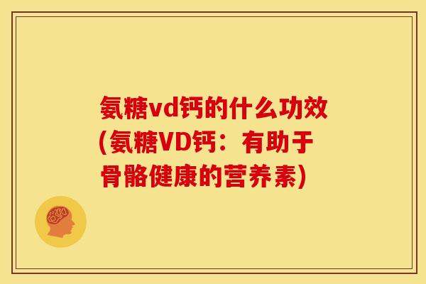 氨糖vd钙的什么功效(氨糖VD钙：有助于骨骼健康的营养素)