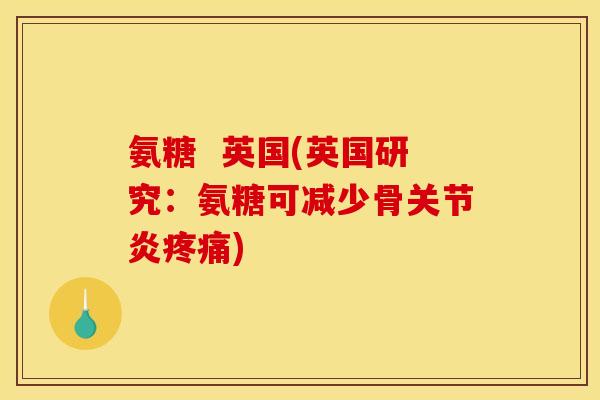 氨糖  英国(英国研究：氨糖可减少骨关节炎疼痛)