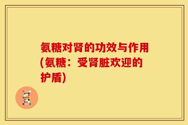 氨糖对肾的功效与作用(氨糖：受肾脏欢迎的护盾)