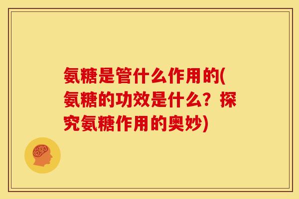 氨糖是管什么作用的(氨糖的功效是什么？探究氨糖作用的奥妙)