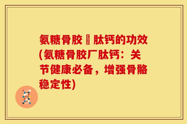 氨糖骨胶厡肽钙的功效(氨糖骨胶厂肽钙：关节健康必备，增强骨骼稳定性)