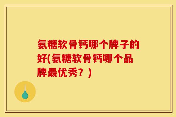 氨糖软骨钙哪个牌子的好(氨糖软骨钙哪个品牌最优秀？)