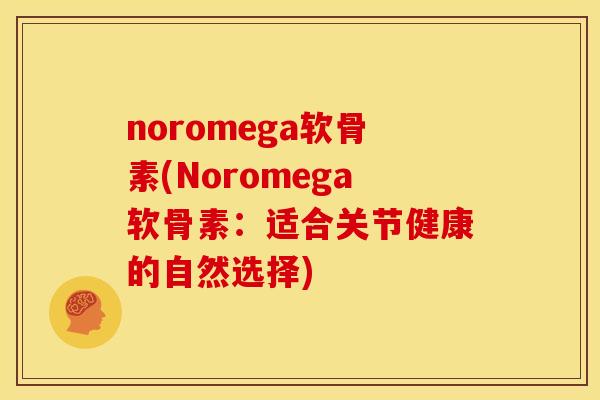 noromega软骨素(Noromega软骨素：适合关节健康的自然选择)