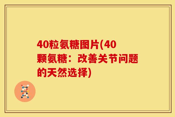 40粒氨糖图片(40颗氨糖：改善关节问题的天然选择)