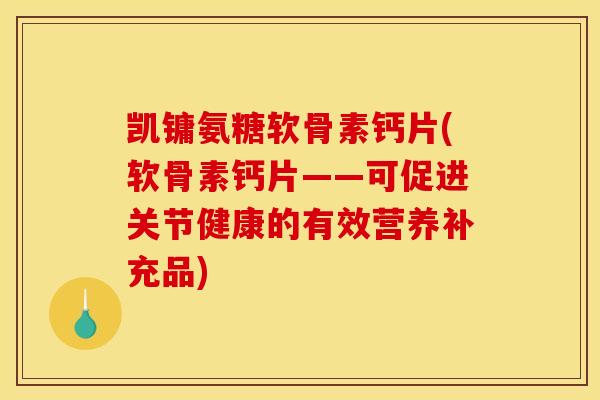 凯镛氨糖软骨素钙片(软骨素钙片——可促进关节健康的有效营养补充品)