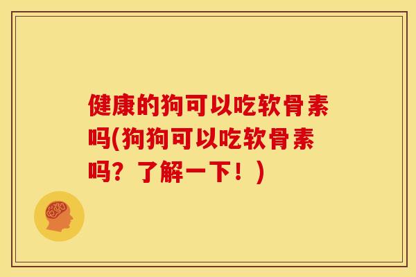 健康的狗可以吃软骨素吗(狗狗可以吃软骨素吗？了解一下！)-第1张图片-关节骑士
