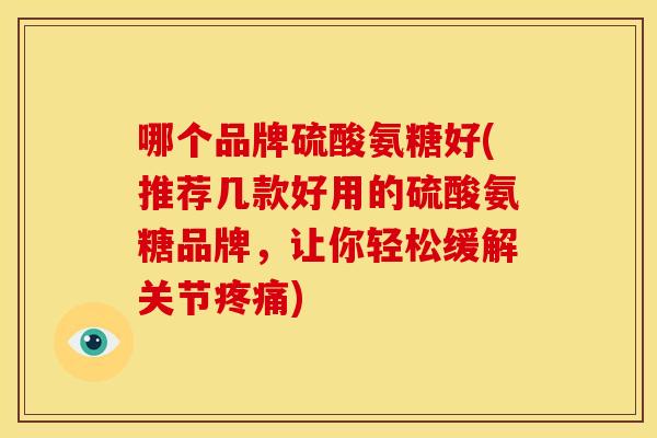 哪个品牌硫酸氨糖好(推荐几款好用的硫酸氨糖品牌，让你轻松缓解关节疼痛)