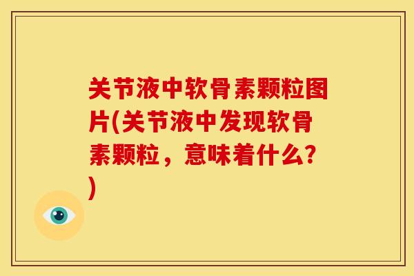 关节液中软骨素颗粒图片(关节液中发现软骨素颗粒，意味着什么？)-第1张图片-关节骑士