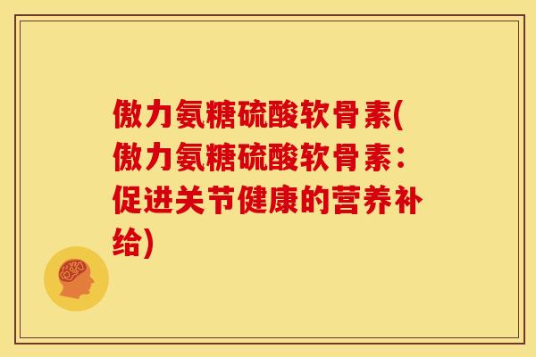 傲力氨糖硫酸软骨素(傲力氨糖硫酸软骨素：促进关节健康的营养补给)-第1张图片-关节骑士