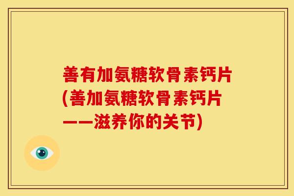善有加氨糖软骨素钙片(善加氨糖软骨素钙片——滋养你的关节)