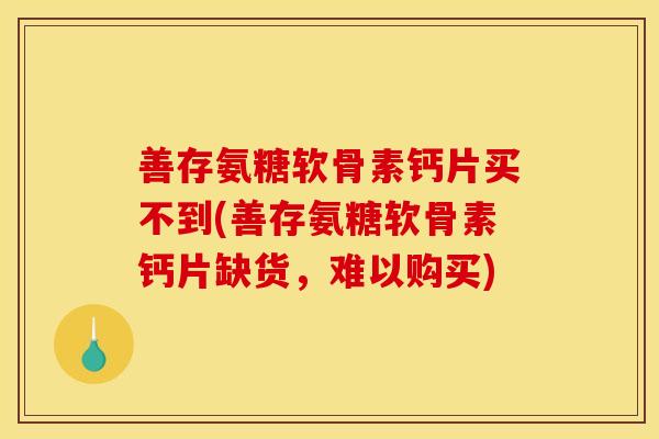善存氨糖软骨素钙片买不到(善存氨糖软骨素钙片缺货，难以购买)